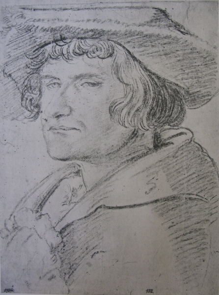 Portrait of a man, three-quarter face to left, wearing a hat